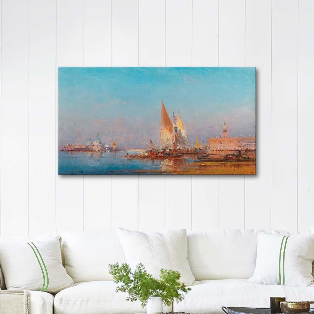 Venice, A View of Santa Maria della Salute at Sunset by Henri Duvieux as Art Print