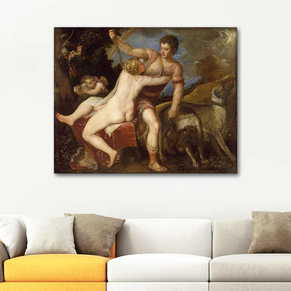 Venus and Adonis by Titian as Art Print