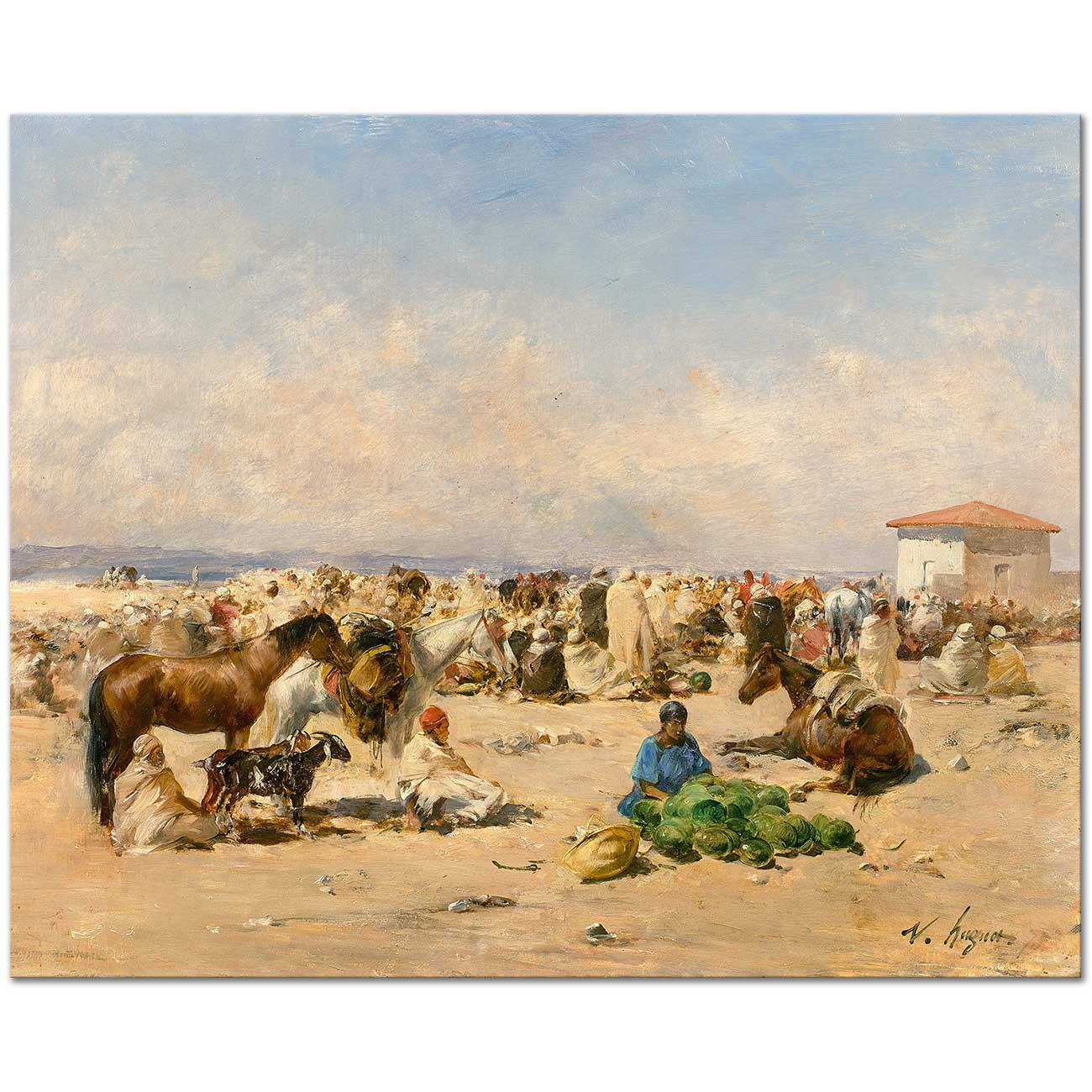 Victor Huguet Market Scene Art Print