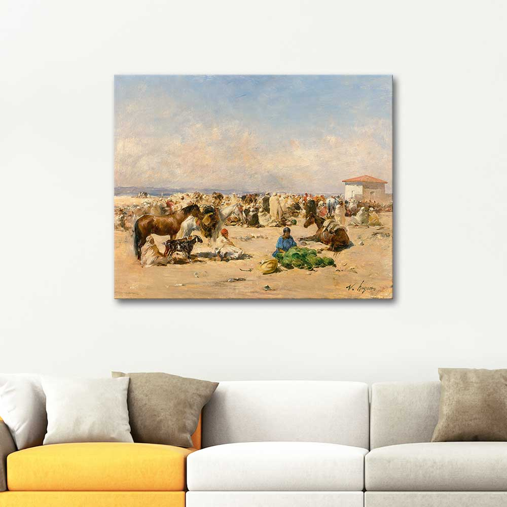 Victor Huguet Market Scene Art Print