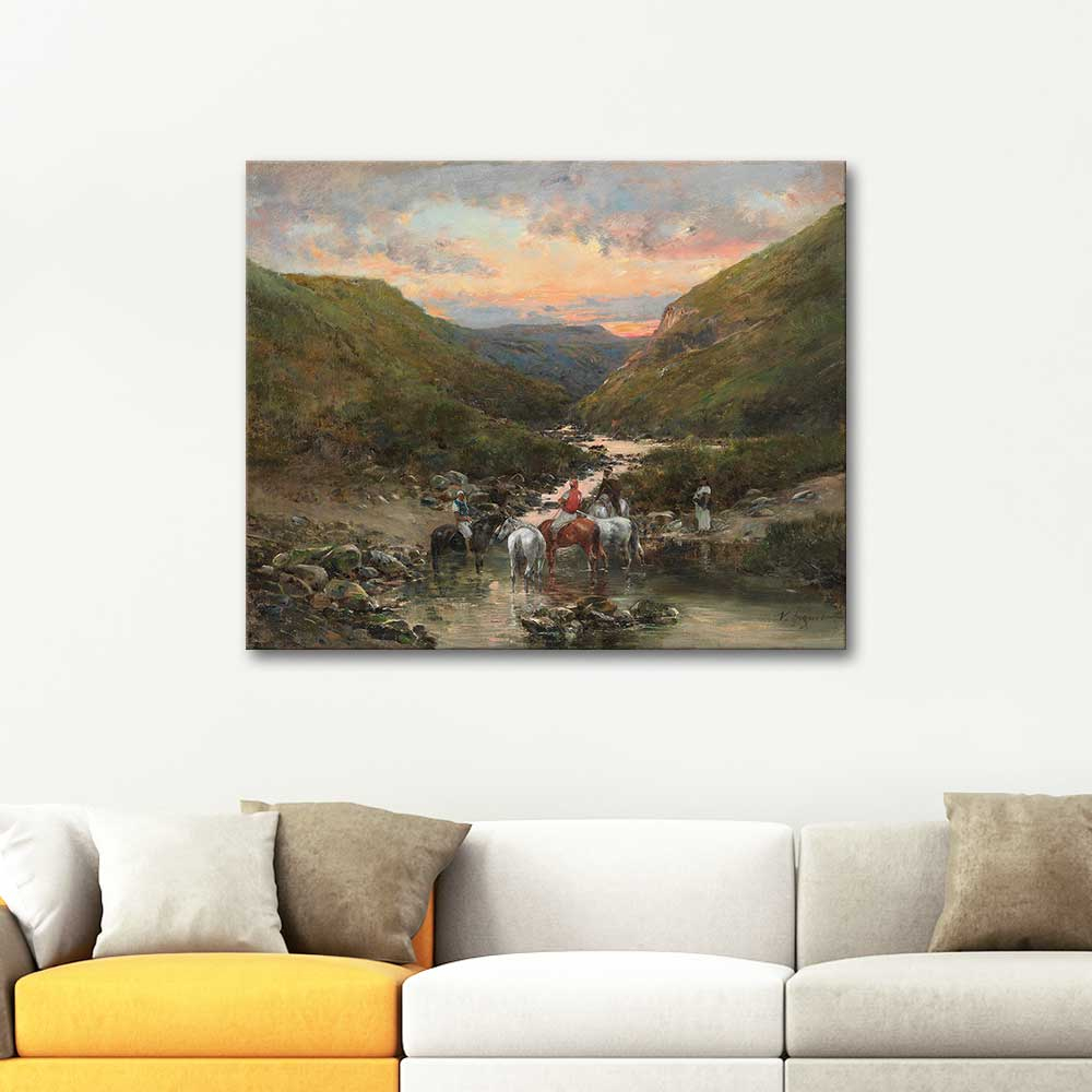 Victor Huguet Ravine Near Biskra Art Print