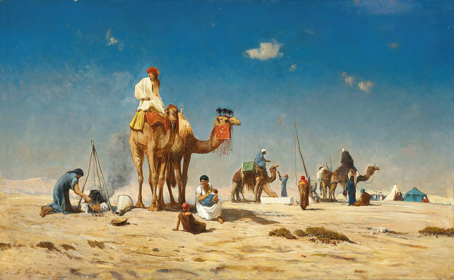 Victor Huguet Travellers In The Desert Art Print