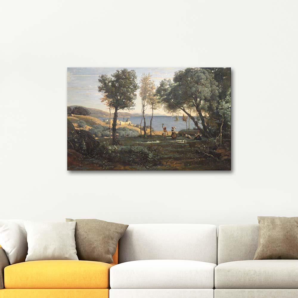 View near Naples by Jean Baptiste Camille Corot as Art Print