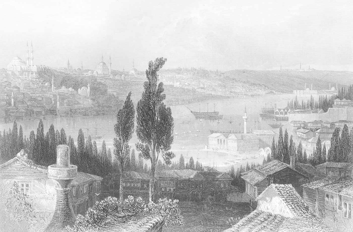 William Henry Bartlett Boğaza Bakış Kanvas Tablo