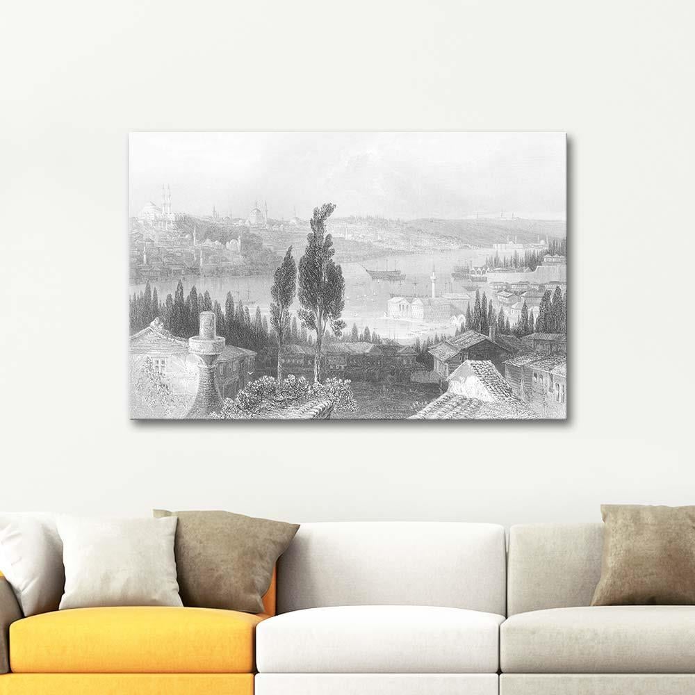 William Henry Bartlett Boğaza Bakış Kanvas Tablo