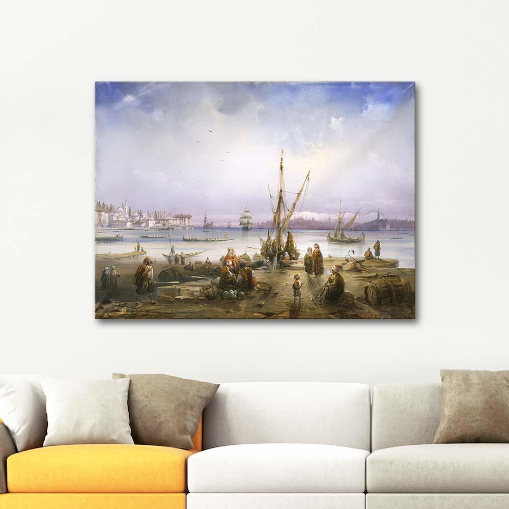 Carlo Bossoli Istanbul'a Bakış Kanvas Tablo