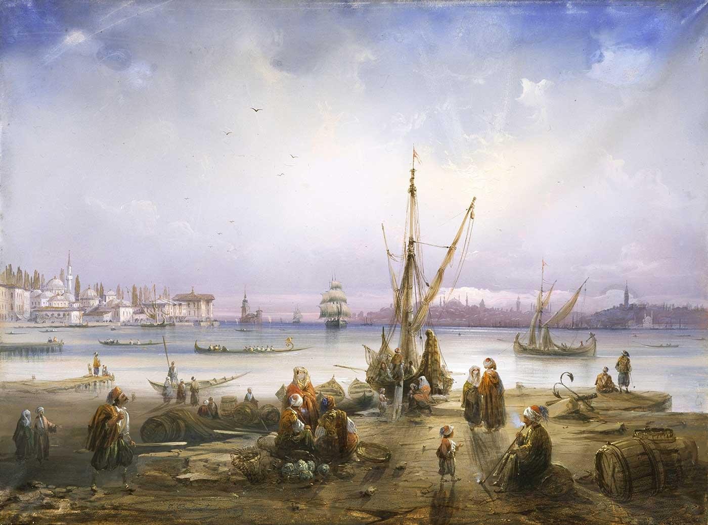 Carlo Bossoli Istanbul'a Bakış Kanvas Tablo