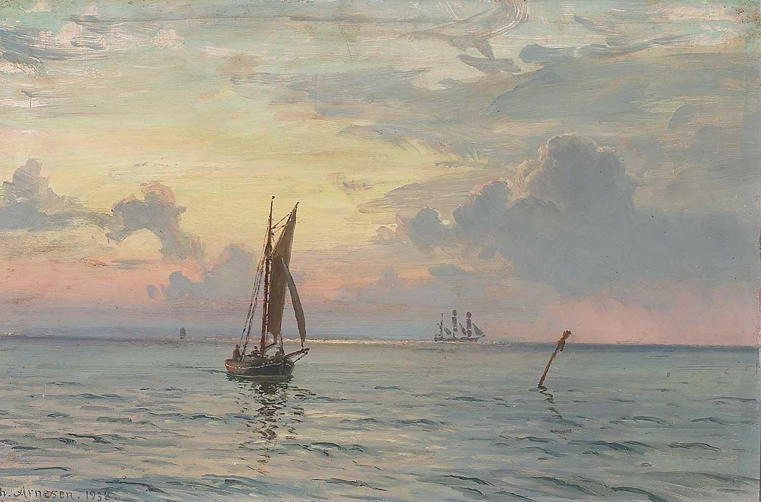 Seascape with Sailing Ships by Vilhem Karl Ferdinand Arnesen