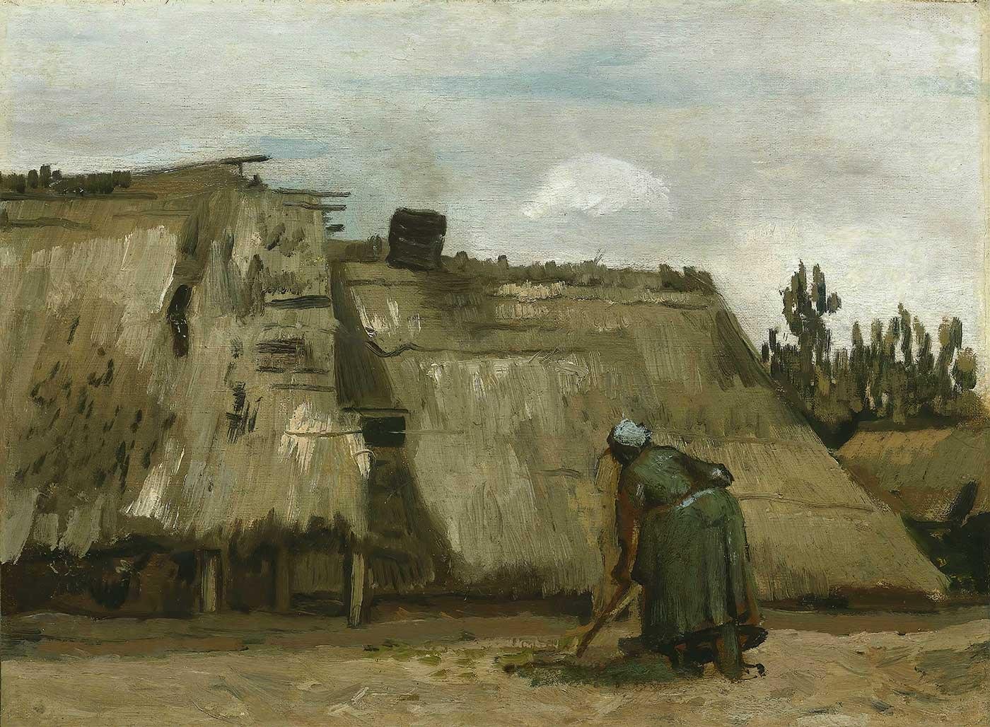 A Peasant Woman Digging In Front Of Her Cottage by Vincent van Gogh