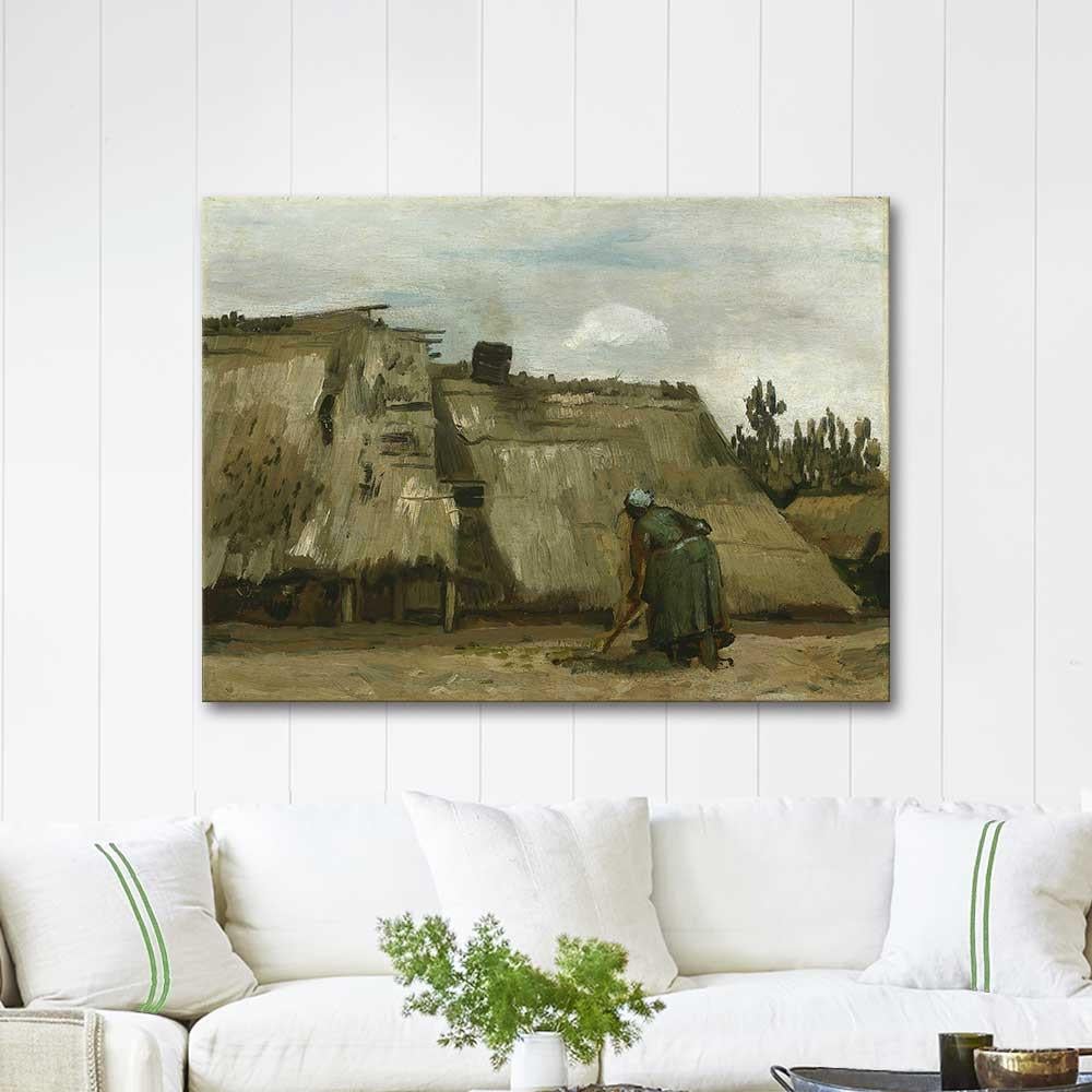 Vincent van Gogh A Peasant Woman Digging In Front Of Her Cottage Art Print
