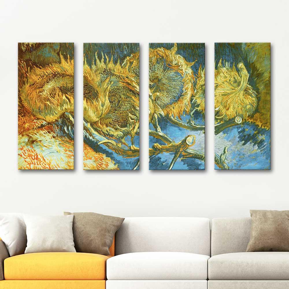 Vincent van Gogh Dört Ayçiçeği 4'lü Set Kanvas Tablo