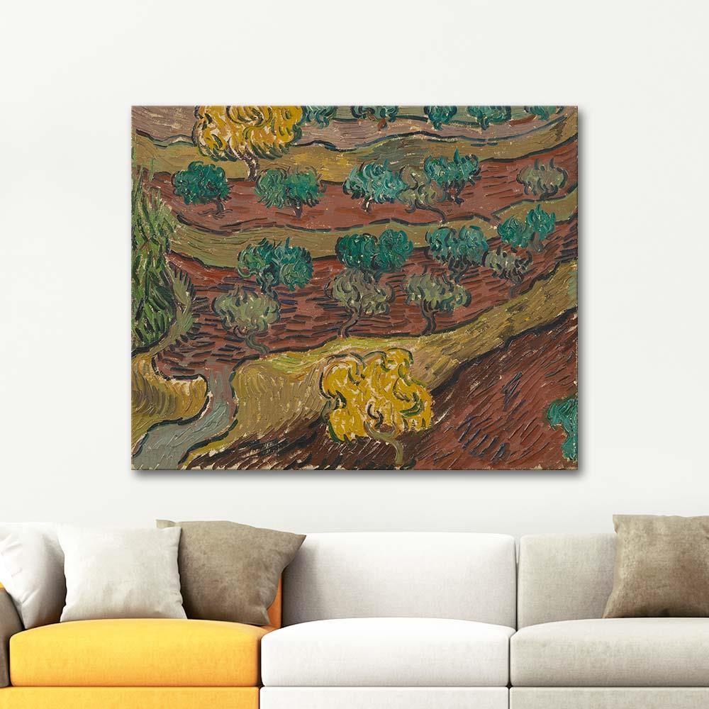 Vincent van Gogh Yamaçtaki Zeytin Ağaçları Kanvas Tablo
