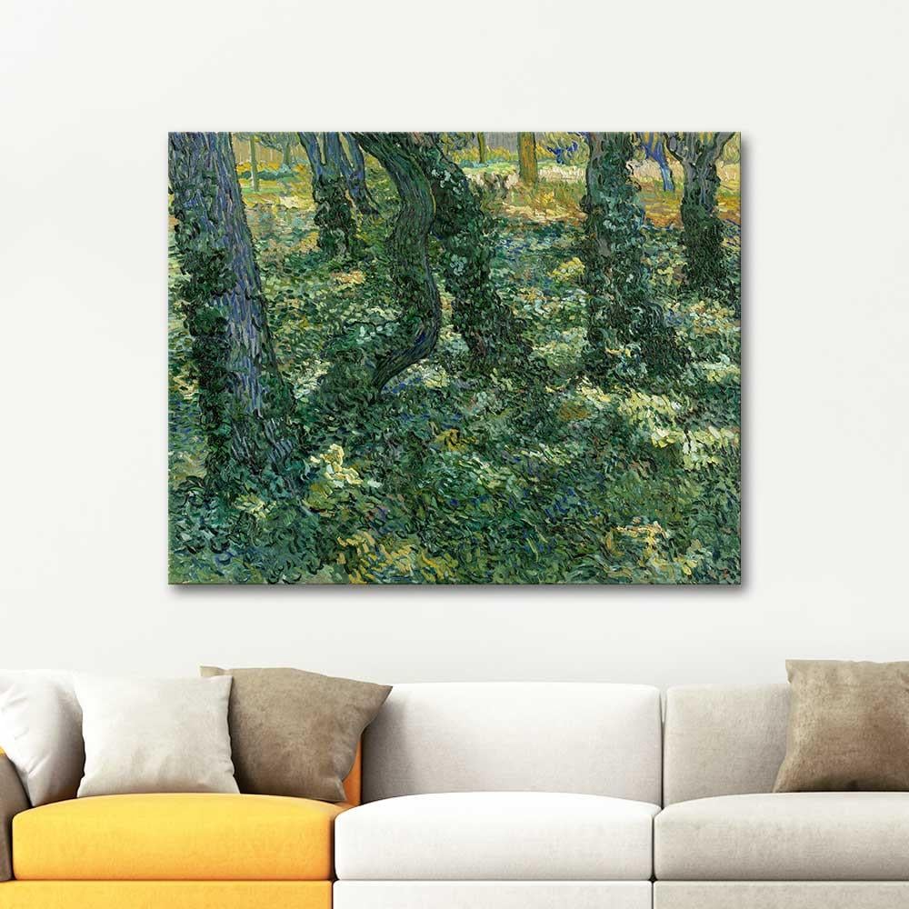Vincent van Gogh Orman Zemininde Çalılık Kanvas Tablo