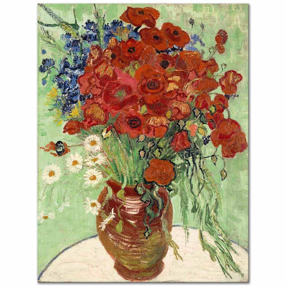 Vincent van Gogh Vazoda Gelincik ve Papatyalar Kanvas Tablo