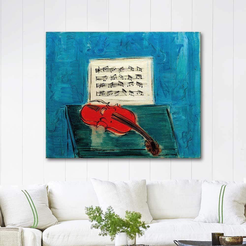 Violon rouge sur fond bleu by Raoul Dufy as Art Print