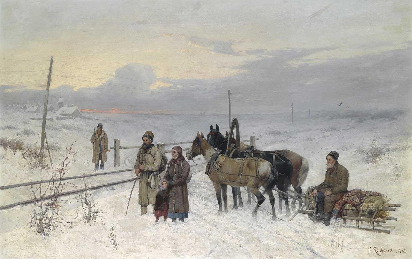 Franz Roubaud Tren Bekleyenler Kanvas Tablo