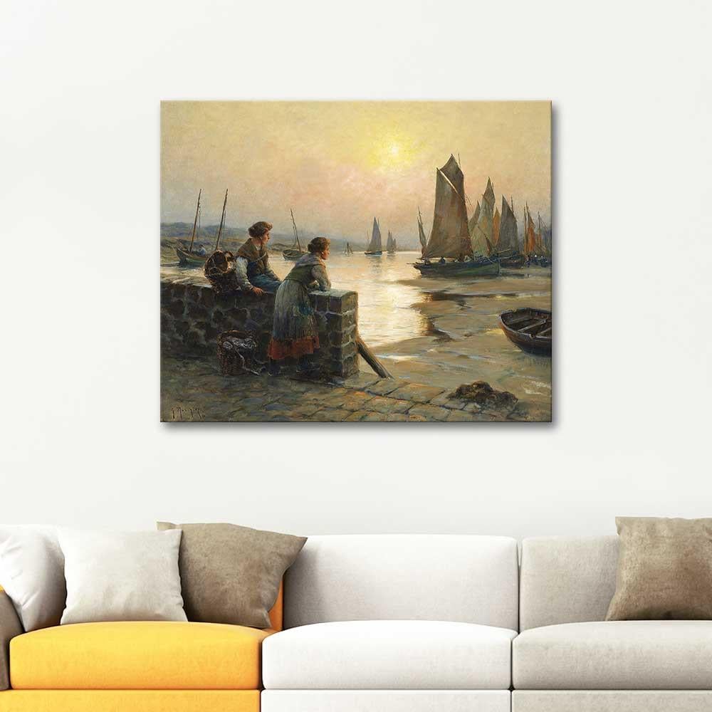 Waiting for the Fishing Fleet to Return by Georges Maroniez as Art Print