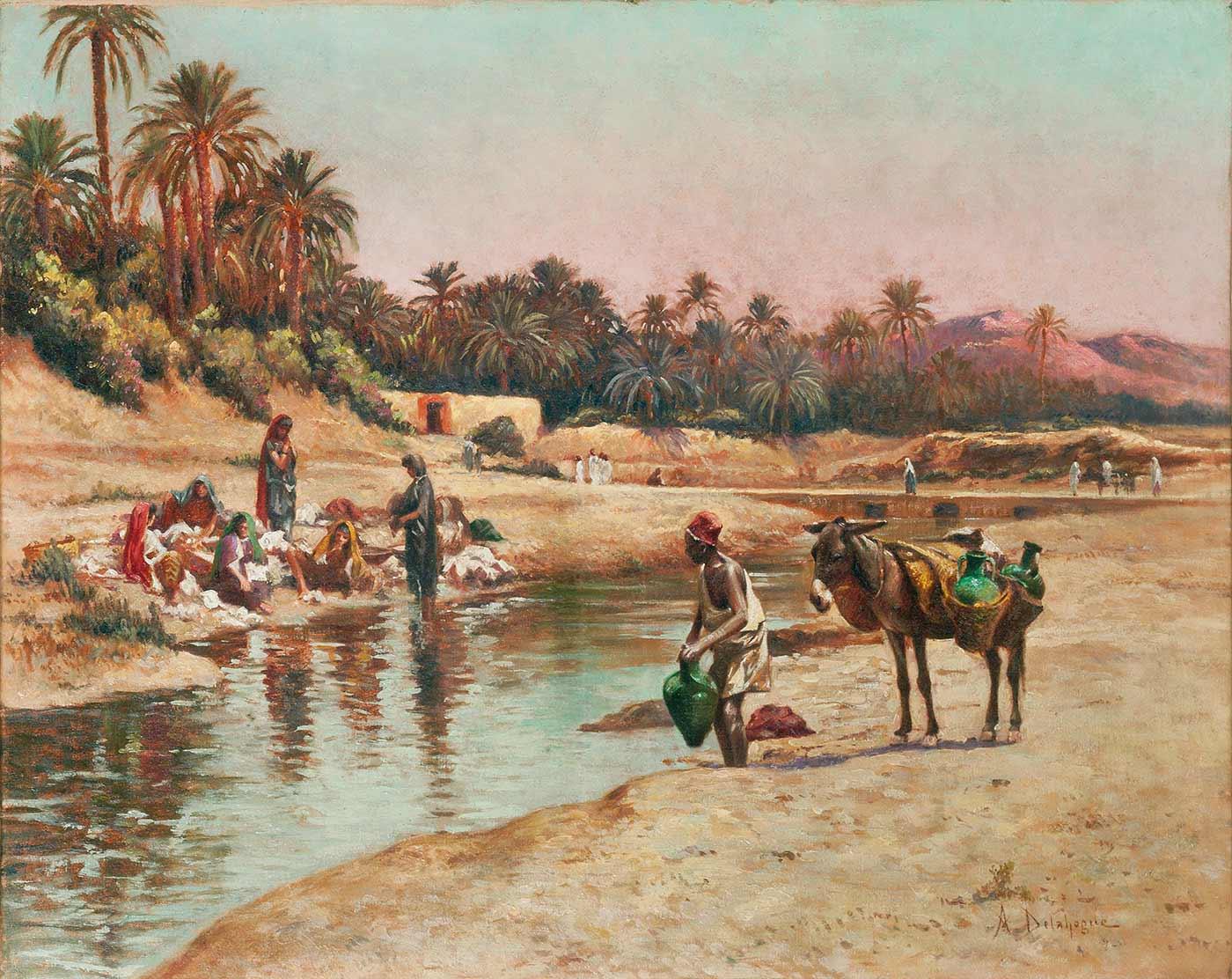 Washerwomen by the River by Alexis Auguste Delahogue