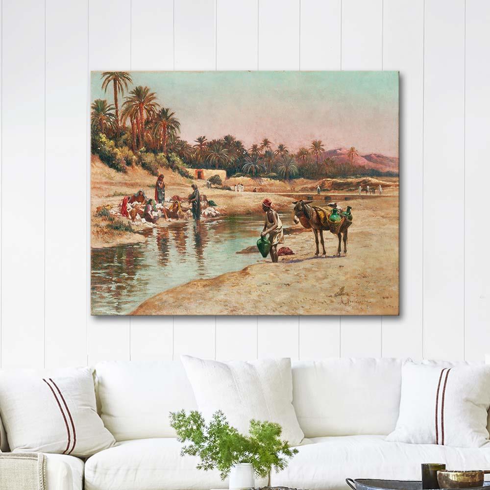 Washerwomen by the River by Alexis Auguste Delahogue as Art Print