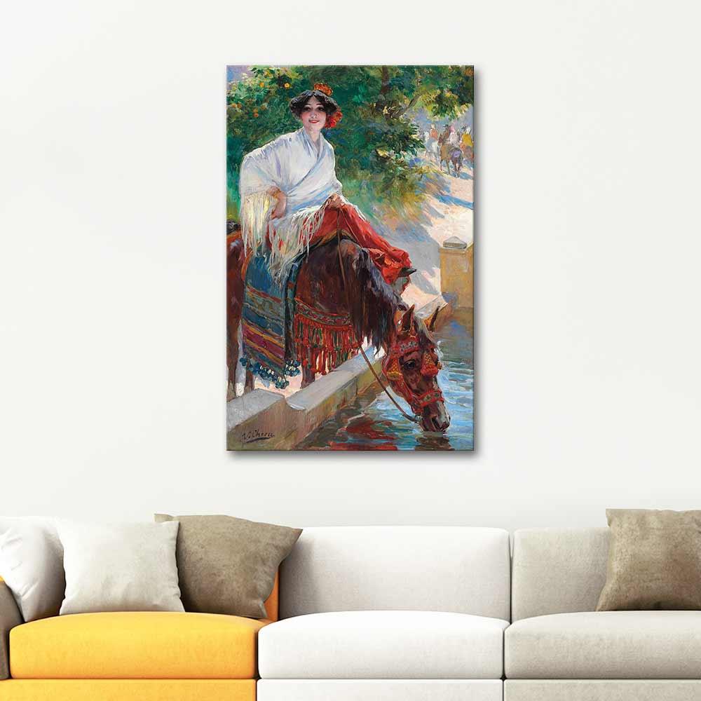 Watering the Horse by Ulpiano Checa y Sanz as Art Print
