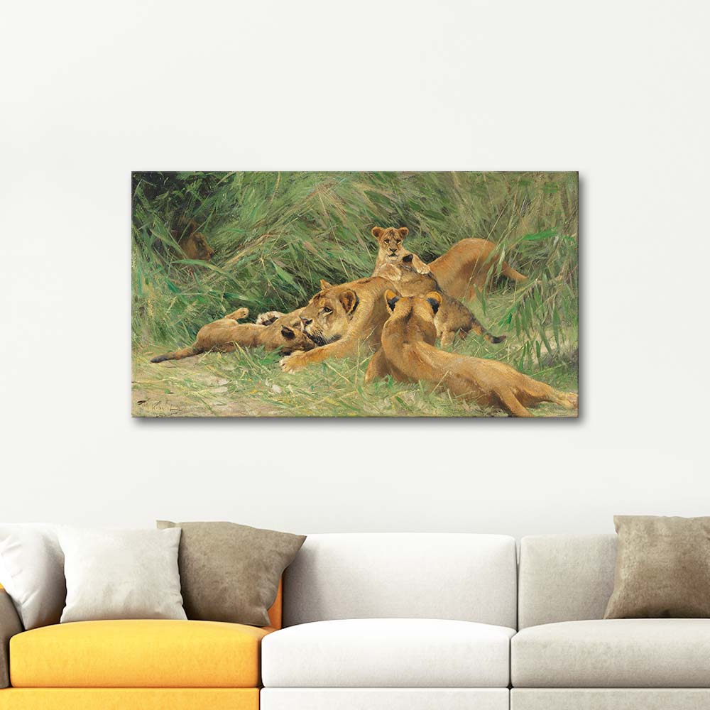Wilhelm Kuhnert Playing Lions Art Print