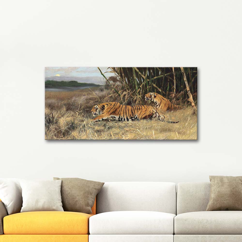 Wilhelm Kuhnert Two Stalking Tigers Art Print