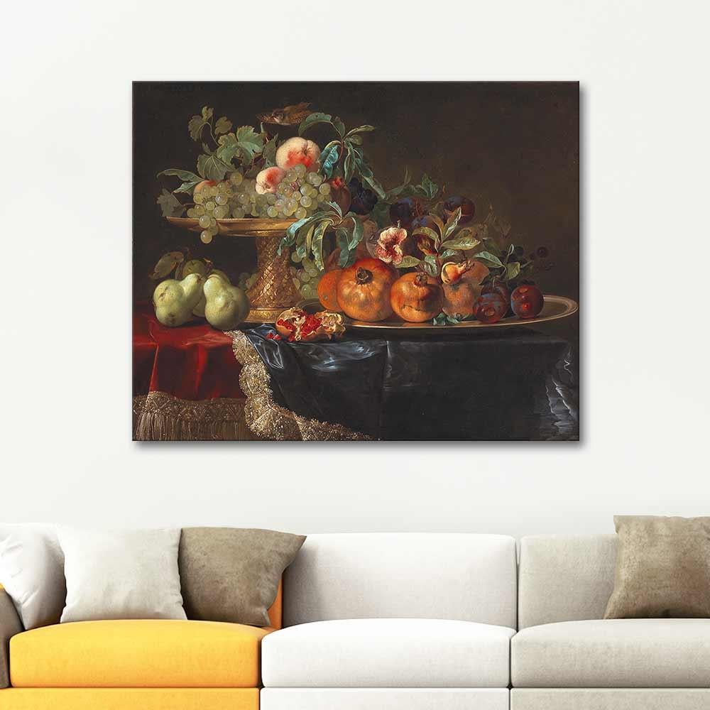 Willem van Aelst Yaldızlı Tabakta Meyveler Kanvas Tablo
