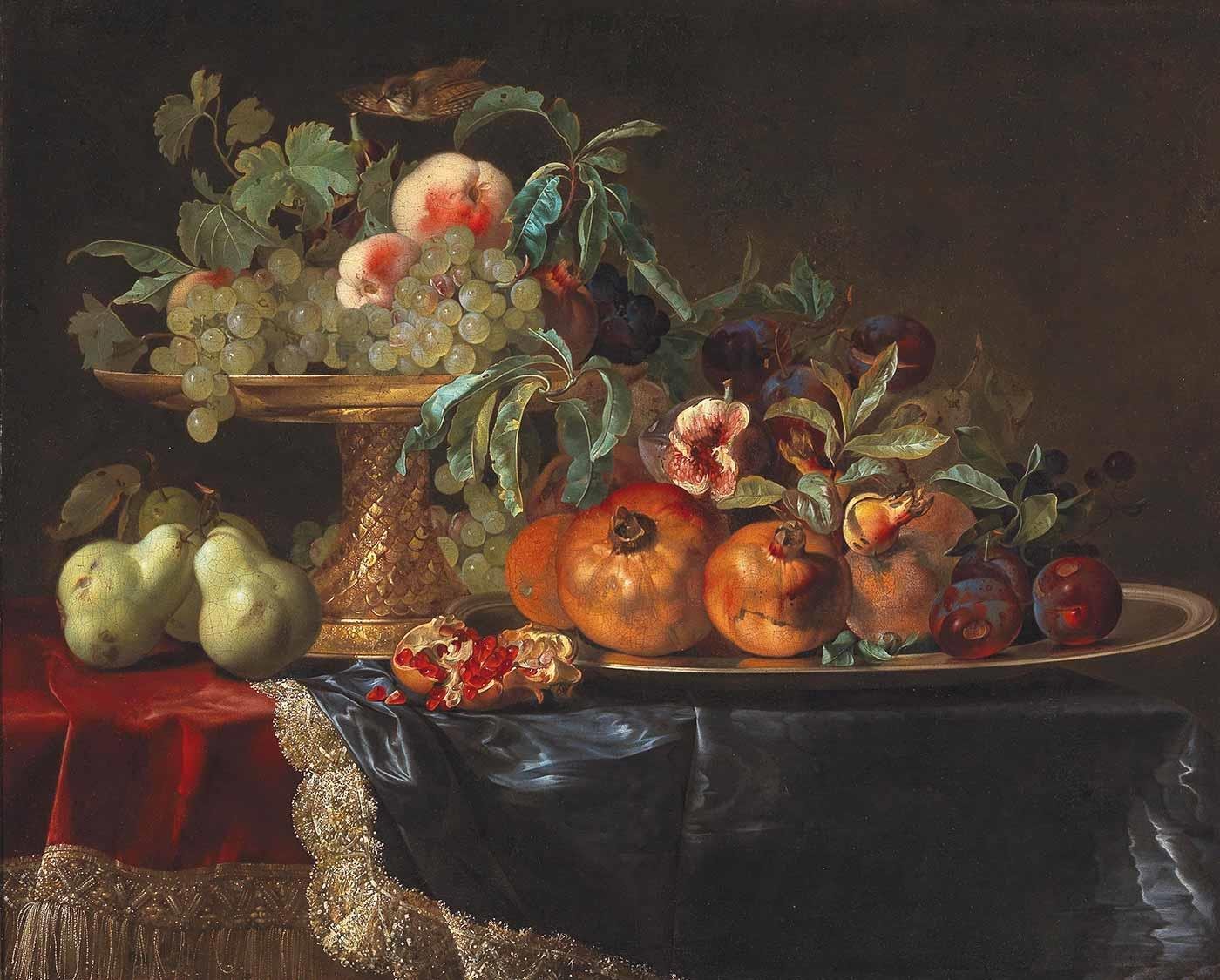 Willem van Aelst Yaldızlı Tabakta Meyveler Kanvas Tablo