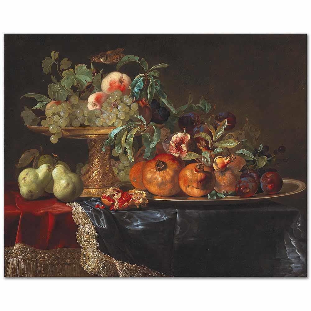 Willem van Aelst Yaldızlı Tabakta Meyveler Kanvas Tablo