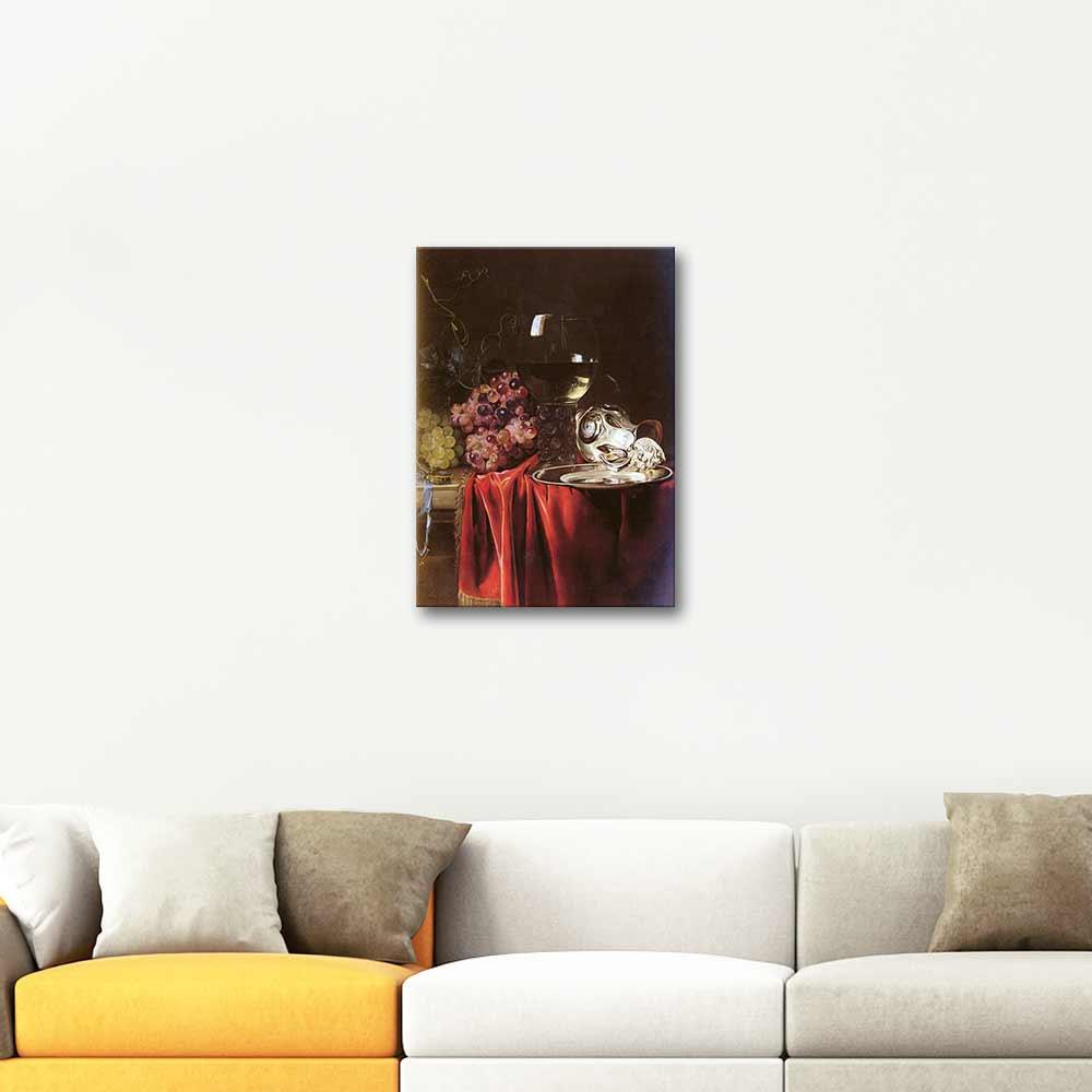 Willem van Aelst Gümüş Tabak Kadeh ve Taslı Natürmort Kanvas Tablo