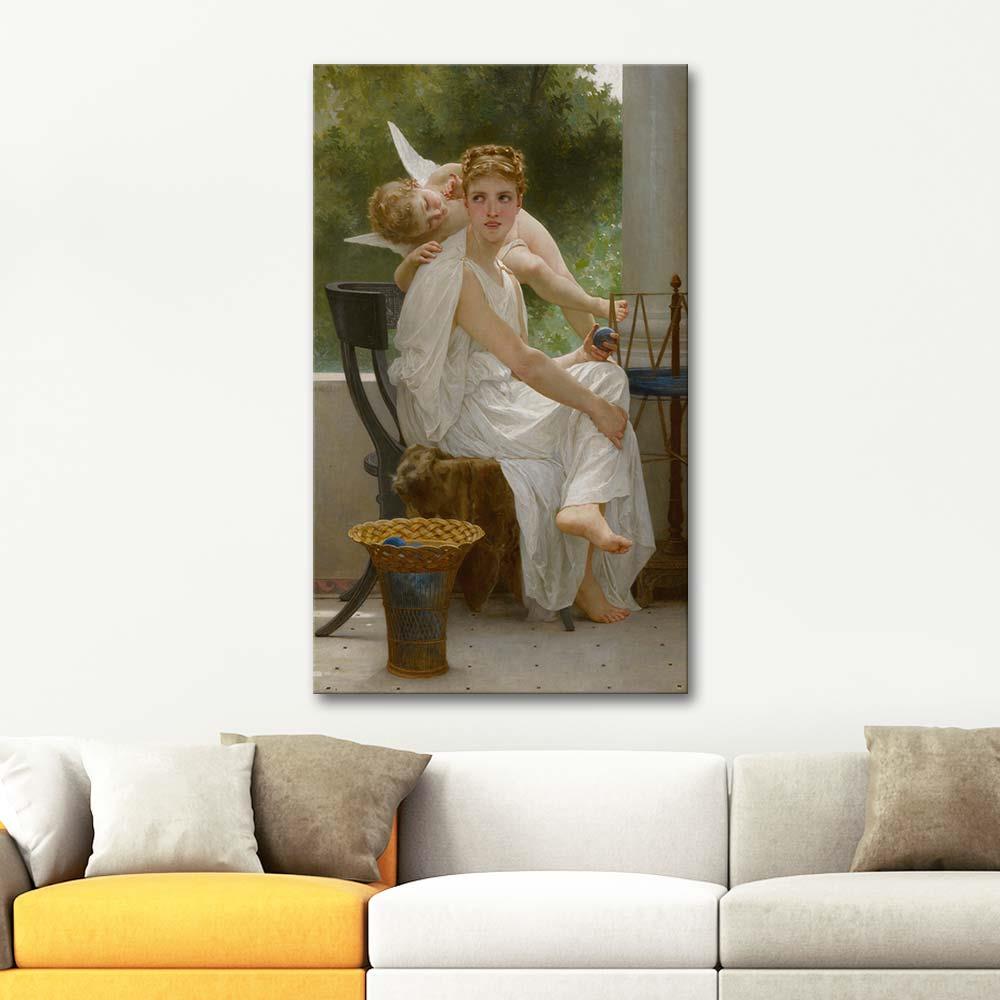 William Adolphe Bouguereau Genç Kıza Fısıldayan Melek Kanvas Tablo