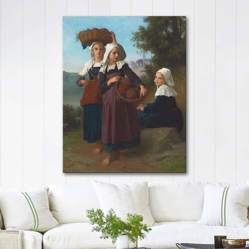 William Adolphe Bouguereau Fouesnant Girls Returning From The Market Art Print