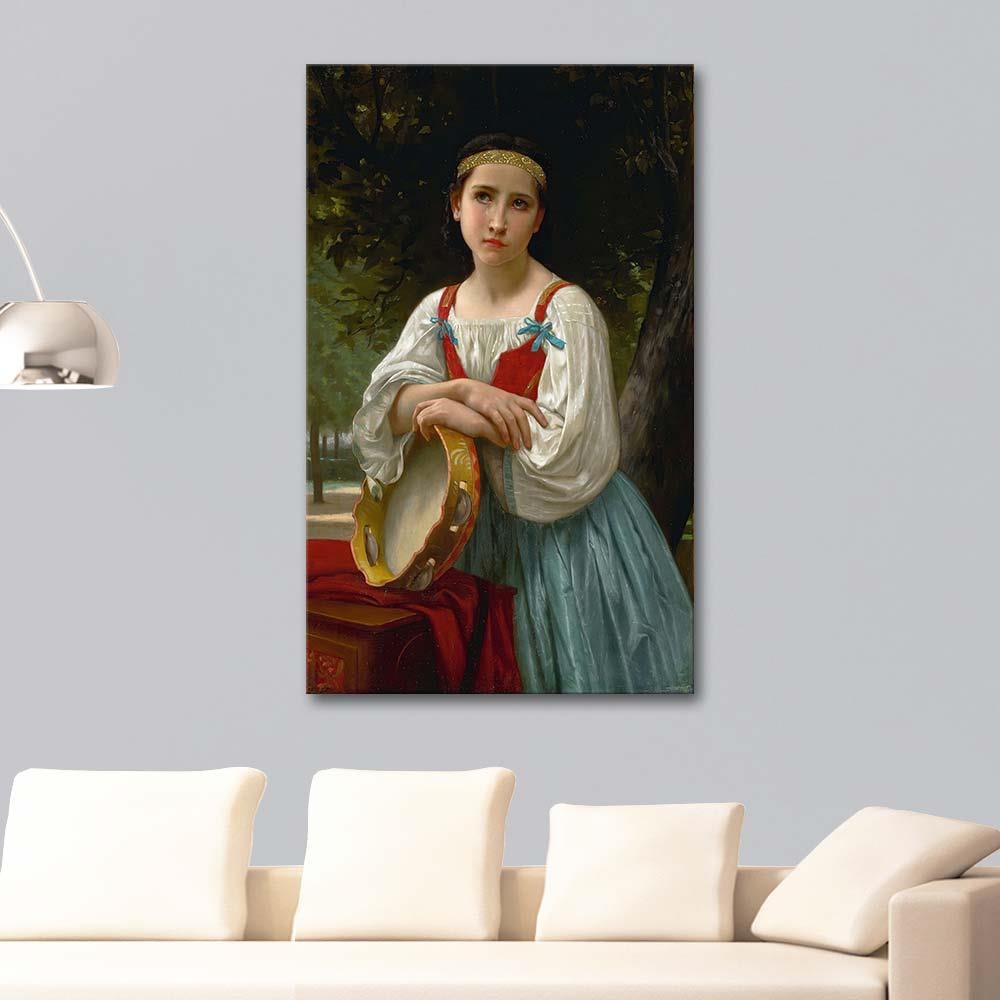 William Adolphe Bouguereau Gypsy Girl with a Basque Drum Art Print