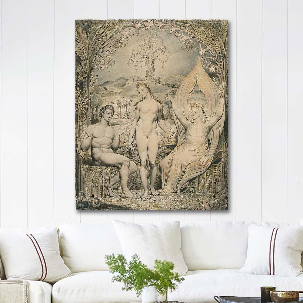 William Blake Başmelek Raphael Adem ve Havva ile Kanvas Tablo