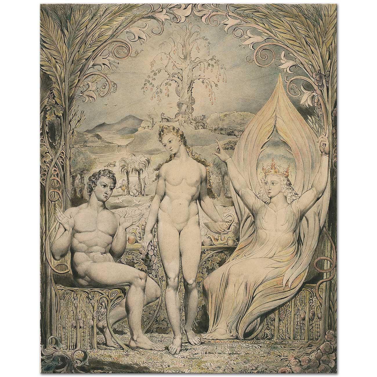 William Blake Başmelek Raphael Adem ve Havva ile Kanvas Tablo