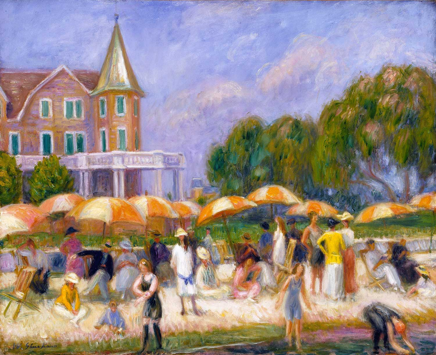Beach Umbrellas At Blue Point by William Glackens