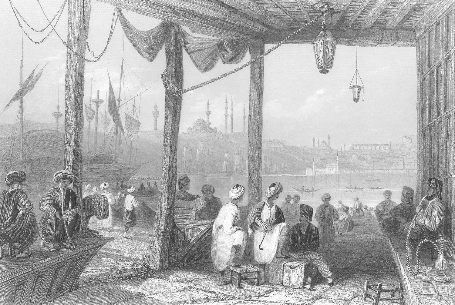 William Henry Bartlett Coffeehouse in Galata Art Print