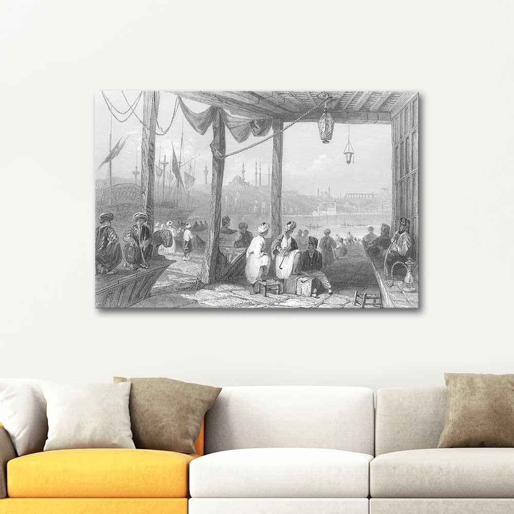 William Henry Bartlett Coffeehouse in Galata Art Print