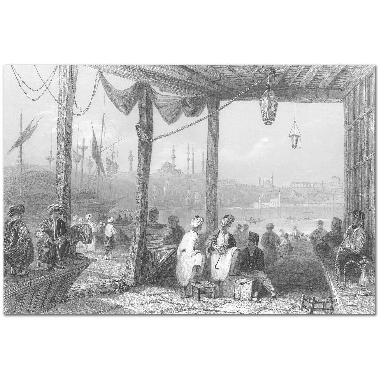 William Henry Bartlett Coffeehouse in Galata Art Print