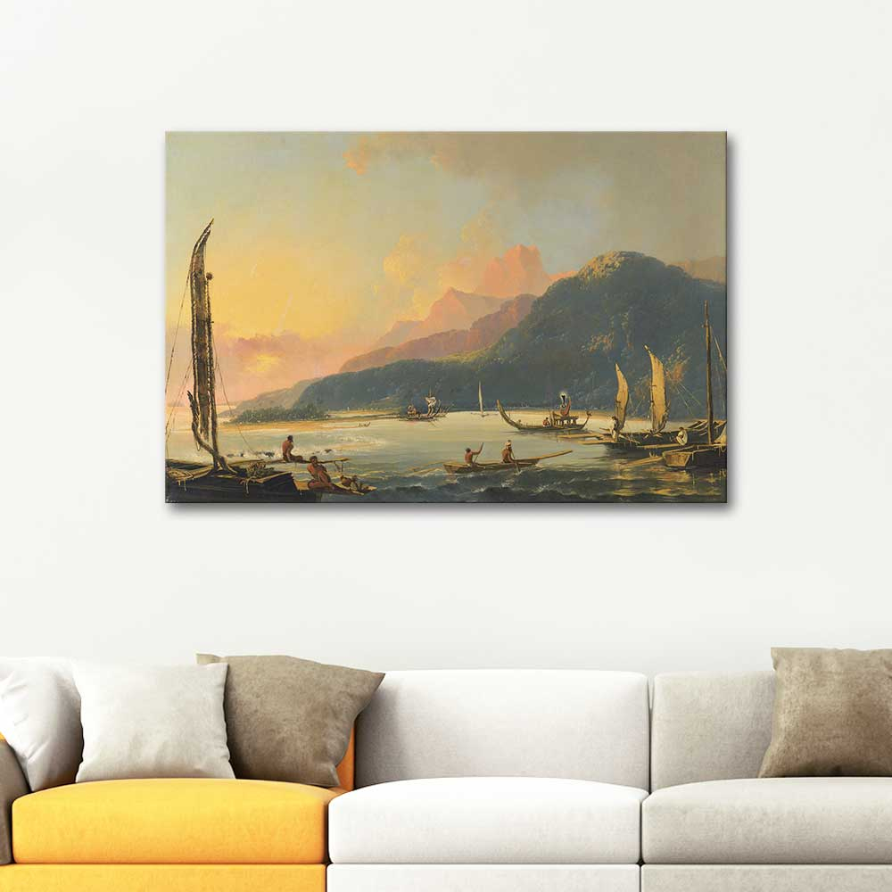 William Hodges Tahitian War Galleys in Matavai Art Print