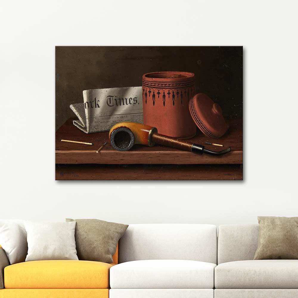 William Michael Harnett Still Life With New York Times Tobacco Jar Pipe And Matches Art Print