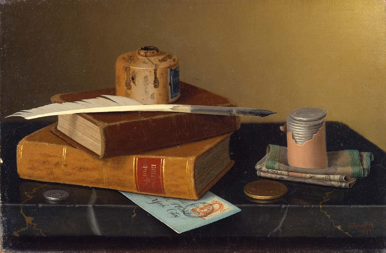 William Michael Harnett Bankacı Masası Kanvas Tablo