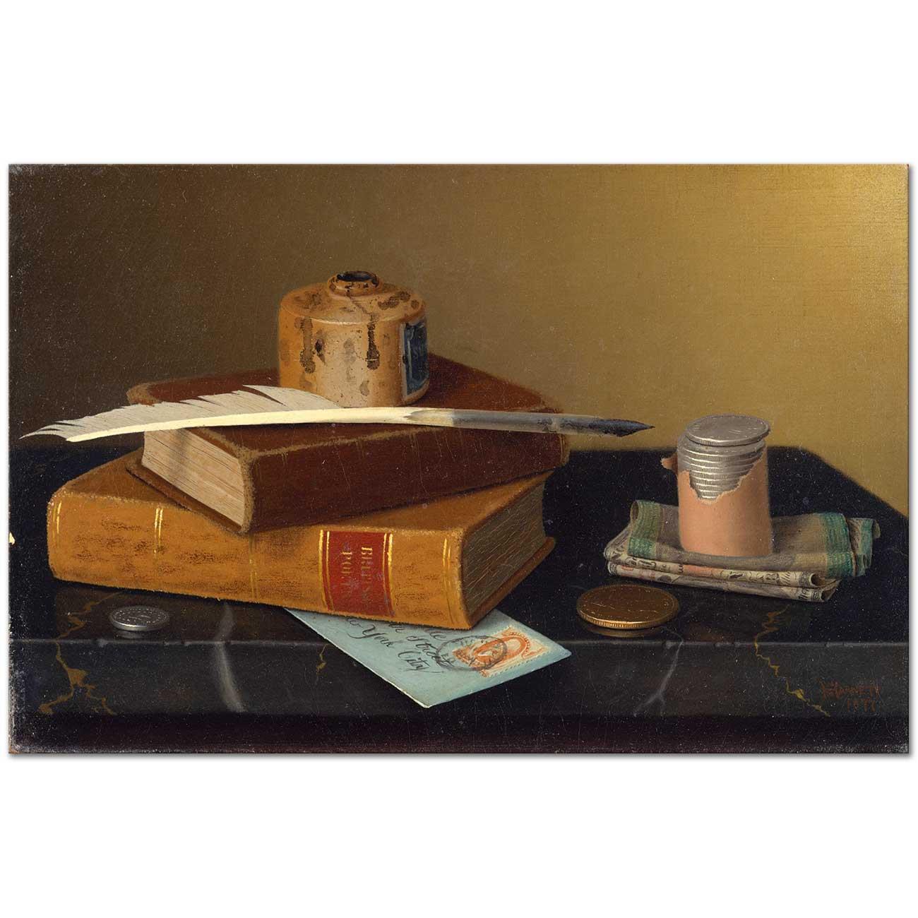 William Michael Harnett Bankacı Masası Kanvas Tablo