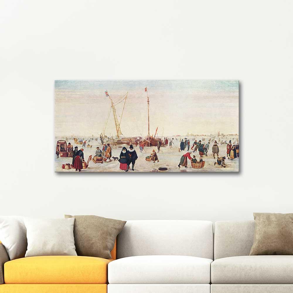 Winter Landscape with Ice Skaters by Hendrick Avercamp as Art Print