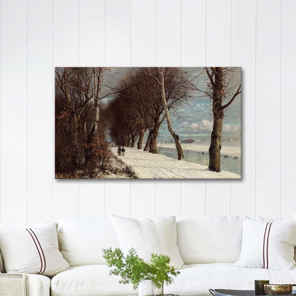 Winter Landscape with Wanderers by Anders Andersen-Lundby as Art Print