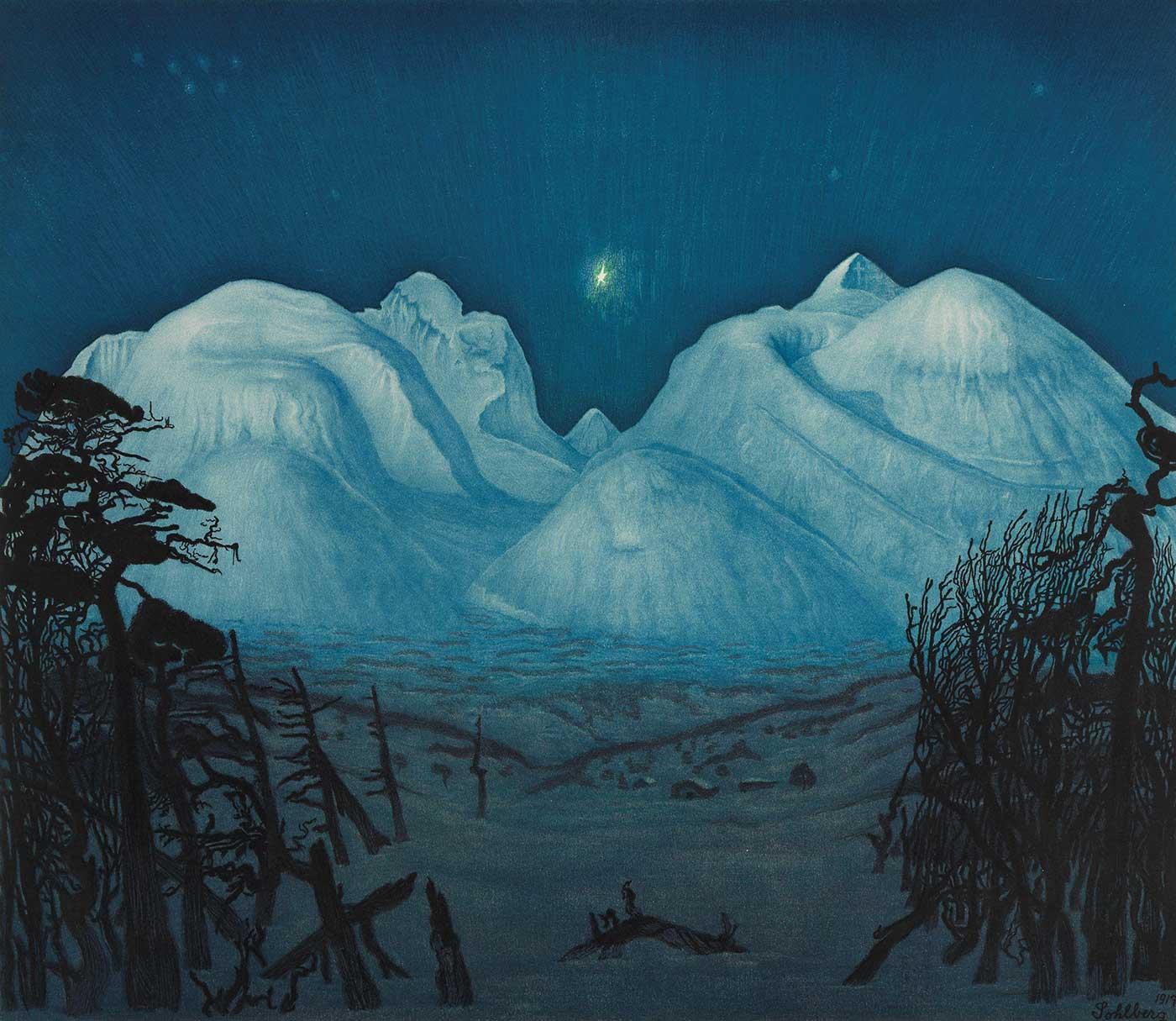 Harold Sohlberg Kış Gecesi, Rondane Kanvas Tablo