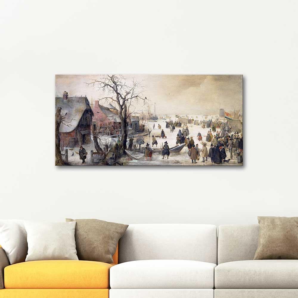 Hendrick Avercamp Kanalda Kış Manzarası Kanvas Tablo
