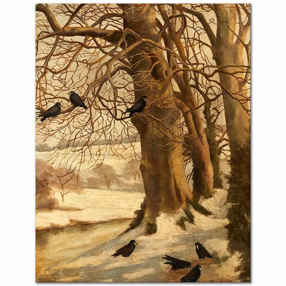 William Holbrook Beard Kış Manzarası ve Kargalar Kanvas Tablo