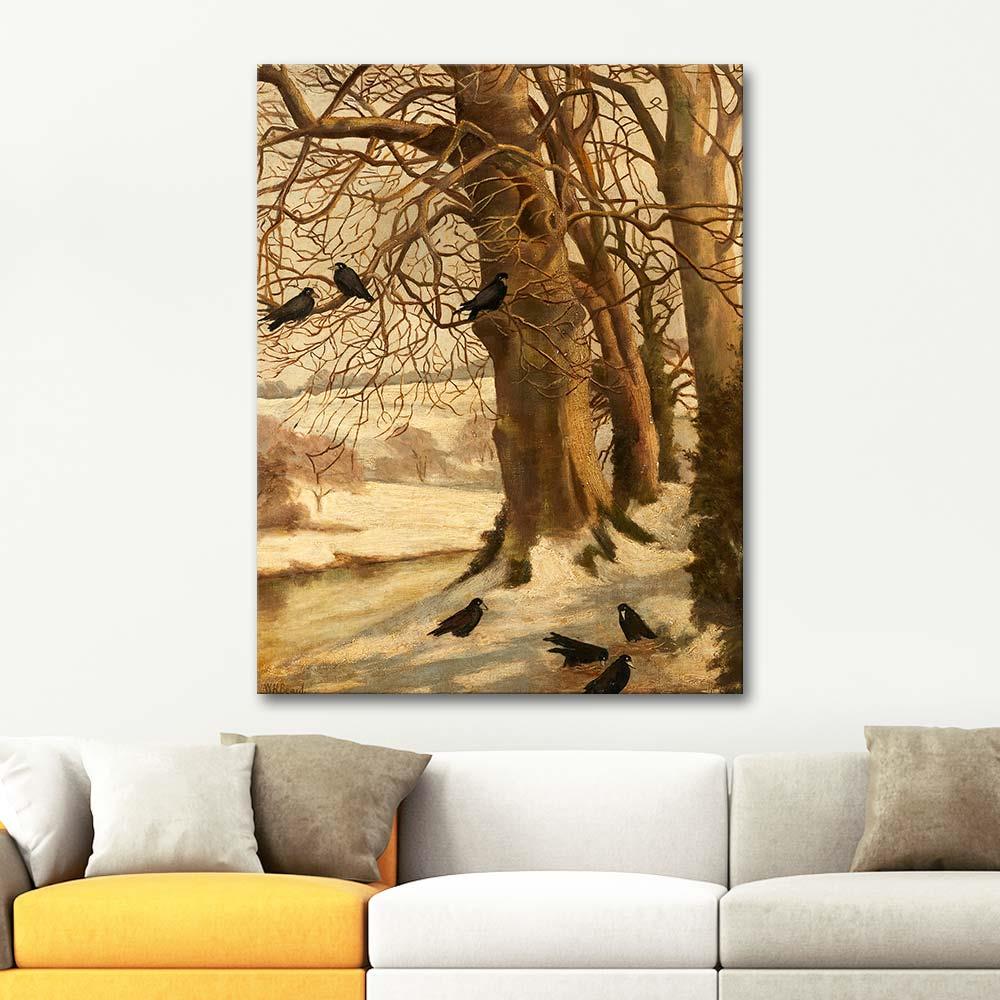 William Holbrook Beard Kış Manzarası ve Kargalar Kanvas Tablo