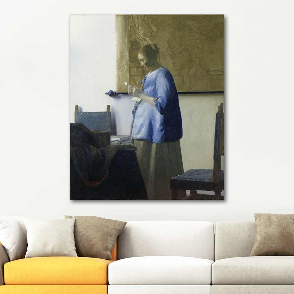 Woman Reading a Letter by Johannes Vermeer as Art Print